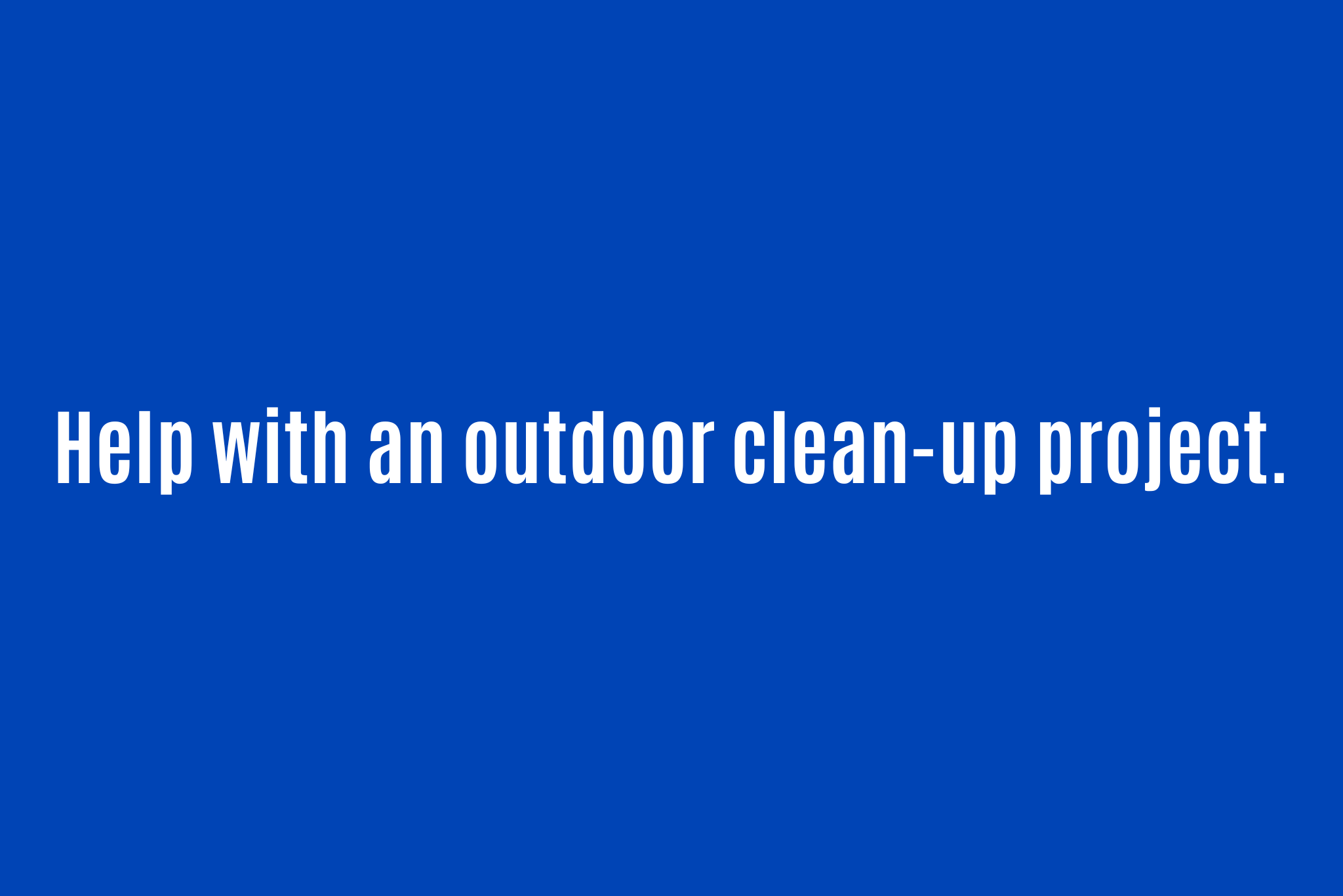 Help wiuh an outdoor clean-up project.